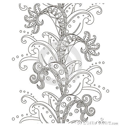 Seamless floral monochrome patterÑ‚ Vector Illustration