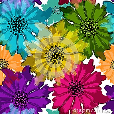 Seamless floral motley pattern Vector Illustration