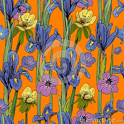 Seamless floral ornament pattern backgrounds. Wallpaper template design. Hand drawn vector Vector Illustration