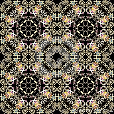 Seamless floral Paisley vector pattern. Colorful ornamental oriental background. Arabesque repeat patterned backdrop. Decorative Vector Illustration
