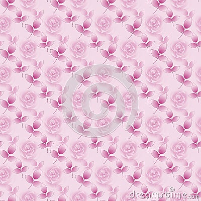 Seamless floral pattern abstract rosebuds and leaves pink violet diagonally Stock Photo