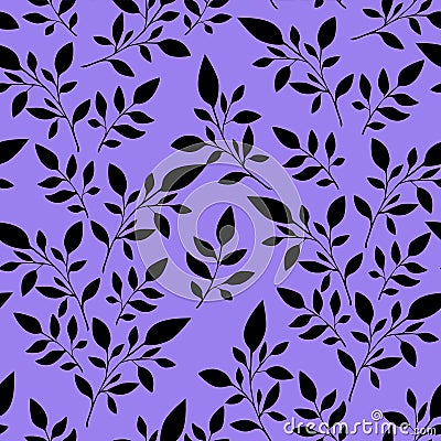 floral pattern, black leaves on the background for textile printing or background, wallpaper, ad, banner Stock Photo