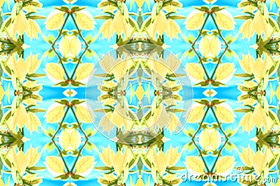 Seamless Floral pattern blue yellow Stock Photo