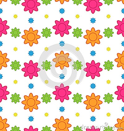 Seamless Floral Pattern with Colorful Flowers, Beautiful Pattern Vector Illustration