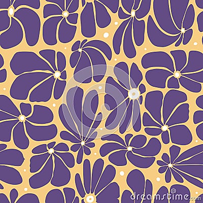 Seamless floral pattern design with stylized large blossoms Vector Illustration