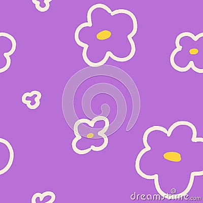 Seamless floral pattern in doodle naive style. Endless background, flowers repeating print. Texture design for textile Vector Illustration