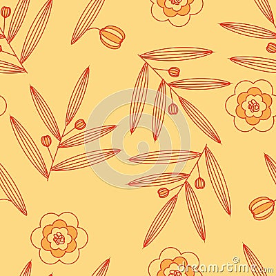 Seamless floral pattern with leaves can be used for textile printing, wallpaper, background Stock Photo