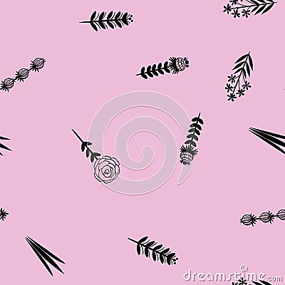 Seamless floral pattern. Floral minimalistic ornament. Vector Illustration