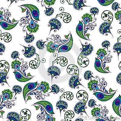 Pattern with stylized peacock feather. Vector illustration Vector Illustration