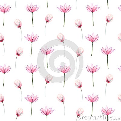 Seamless floral pattern with pink tender flowers Stock Photo