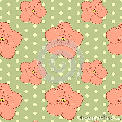 Seamless floral pattern with pink violet flowers Vector Illustration