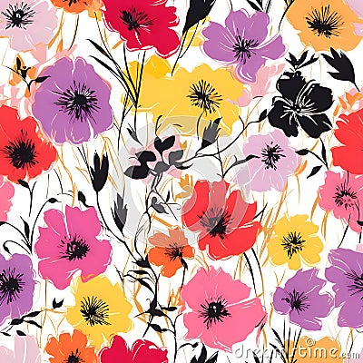 Seamless floral pattern with poppies. Vector illustration Vector Illustration