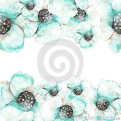 Seamless floral pattern with poppies. Watercolor drawing for design of fabric, background, wallpaper, covers, cards, templates, Stock Photo