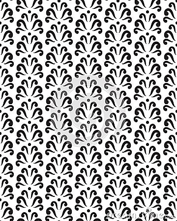 Seamless floral pattern, seamless print with swirls, abstract seamless background in black and white Vector Illustration