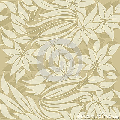 Seamless floral pattern with sand colored flowers Vector Illustration