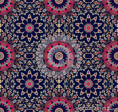 Seamless floral pattern with stylized flowers - mandalas Stock Photo