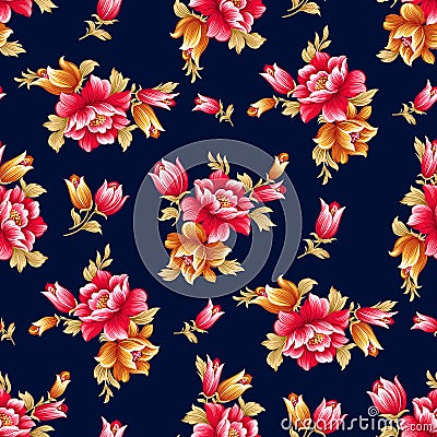 Seamless floral pattern https://www.dreamstime.com/refused.phpwith vintage flower design on background Stock Photo