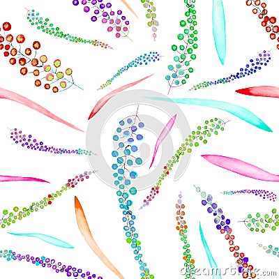 Seamless floral pattern with the watercolor abstract variegated mimosa flowers Stock Photo