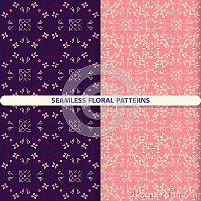 Seamless floral patterns with floral and botanical elements. Flower texture. Kitchen textiles, print for textiles, wallpaper desig Stock Photo