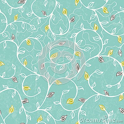 Seamless floral print with stylized leaves. Vector Illustration