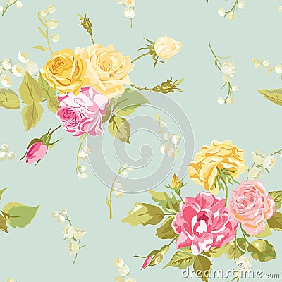 Seamless Floral Shabby Chic Background Stock Photo