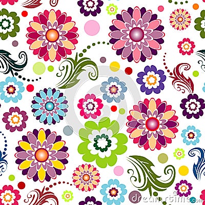 Seamless floral vivid pattern Vector Illustration