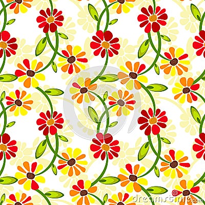 Seamless floral vivid pattern Vector Illustration