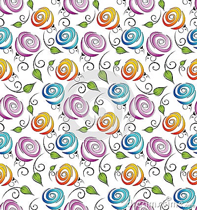 Seamless flower background for wrapper Vector Illustration