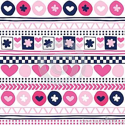 Seamless flower and love aztec pattern vector illustration Vector Illustration