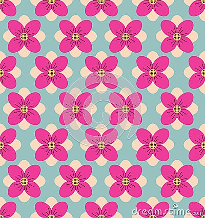 Seamless flower pattern background, Blue background Vector Illustration