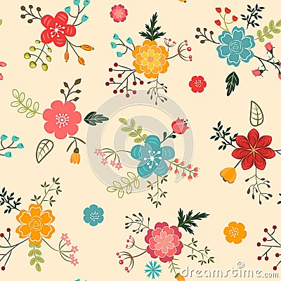 Seamless flower pattern Vector Illustration