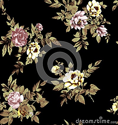 Seamless flower pattern floral allover design with background Stock Photo