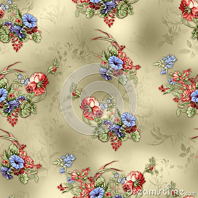 Seamless flower pattern floral design with digital background Stock Photo
