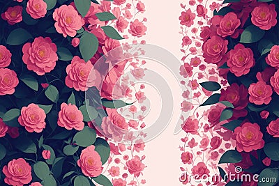 Seamless flowers pattern painting with trendy colors. Print Design, generative ai Stock Photo