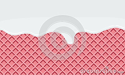 Seamless Flowing milk on wafer texture sweet food background Vector Illustration