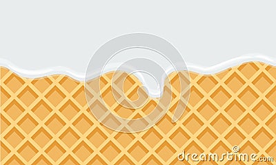 Seamless Flowing milk on wafer texture sweet food background Vector Illustration