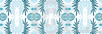 Seamless flower folk pattern. Abstract ethnic print. Watercolor batik background. Stock Photo