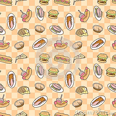 Seamless food pattern Vector Illustration