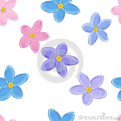 Seamless forget-me-not pattern Vector Illustration