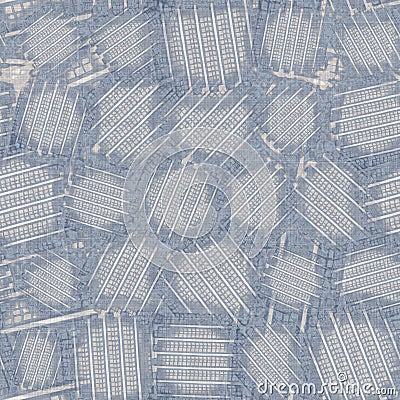 Seamless french farmhouse dotty linen pattern. Provence blue white woven texture. Shabby chic style decorative circle Stock Photo