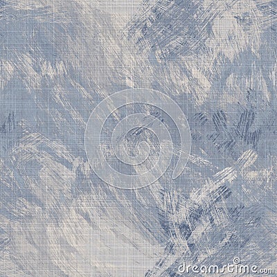 Seamless french farmhouse linen mottled print background. Provence blue gray linen rustic pattern texture. Shabby chic Stock Photo