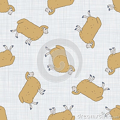 Seamless french farmhouse sheep pattern. Farmhouse linen shabby chic style. Hand drawn rustic texture background Vector Illustration