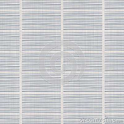 Seamless french farmhouse woven linen stripe texture. Ecru flax blue hemp fiber. Natural pattern background. Organic Stock Photo