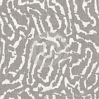 Seamless french neutral greige floral farmhouse linen background. Provence grey white rustic romantic woven pattern Stock Photo