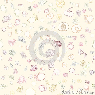 The seamless fruit pattern Vector Illustration