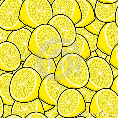 Seamless fruit pattern: lemons. Vector Illustration