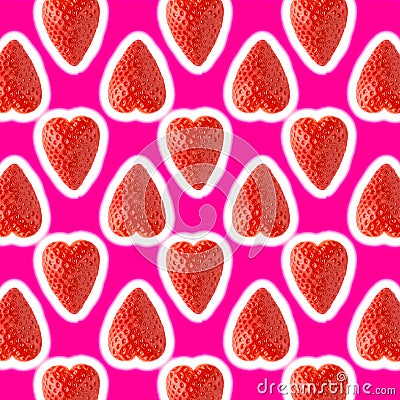 seamless food pattern with fresh fruit on neon colored background Stock Photo