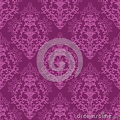 Seamless fuchsia purple floral wallpaper Vector Illustration