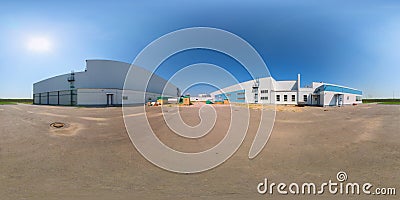 Seamless full spherical 360 degree panorama in equirectangular projection of outdoor industrial area Stock Photo