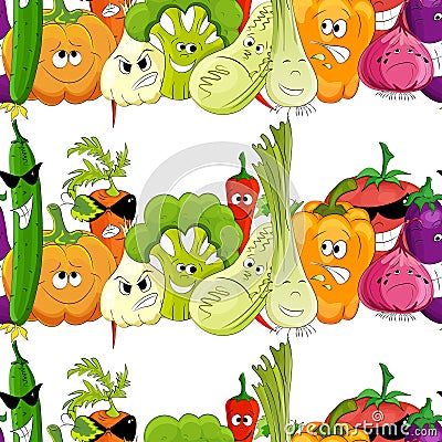 Seamless funny vegetable background Vector Illustration